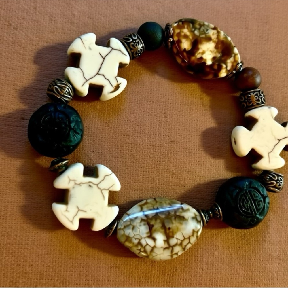 Handmade Boho Bracelet Bundle | Wood, Stone, Earthy Neutrals (Set of 3) - Picture 4 of 6
